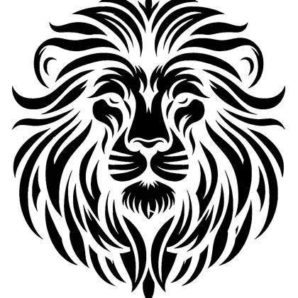Lion head front-facing — free printable stencil
