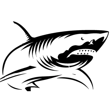 Great white shark in profile — free printable stencil