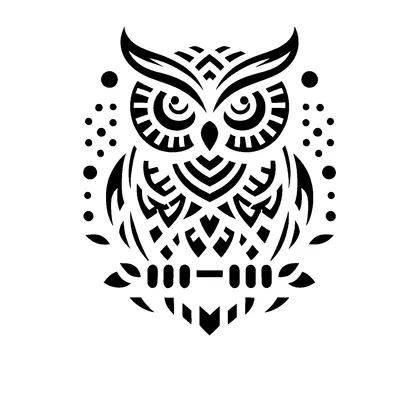 Owl perched with big eyes — free printable stencil