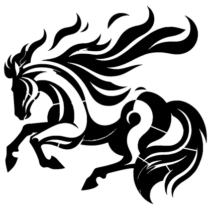 Horse galloping with flowing mane — free printable stencil