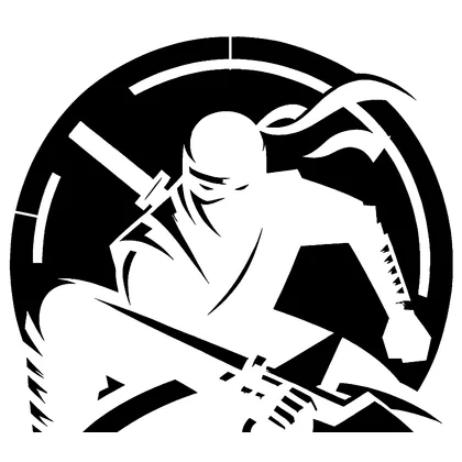 Ninja in stealth pose — free printable stencil