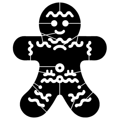Gingerbread man with details — free printable stencil