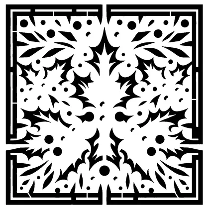 Holly and berries border pattern — free printable stencil