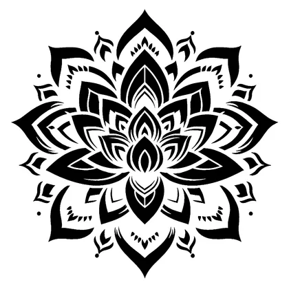 Lotus flower mandala style — free printable stencil
