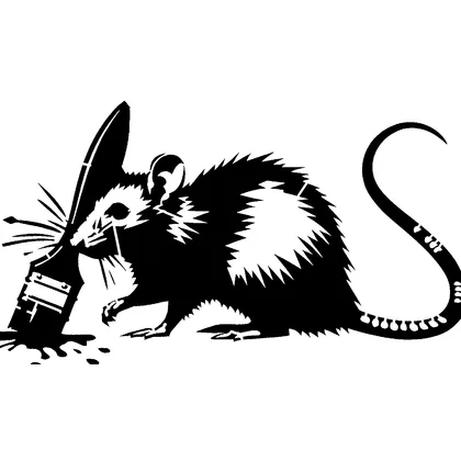 Rat with paintbrush Banksy style — free printable stencil