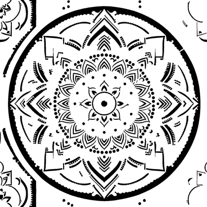 Dotwork mandala with dots and patterns — free printable stencil
