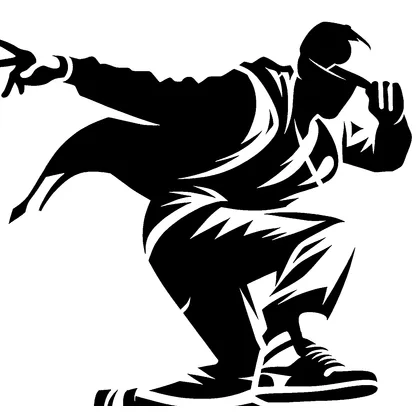 Hip hop dancer with energy — free printable stencil
