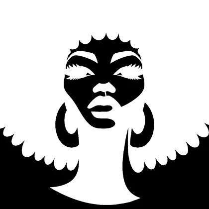 Afro woman with bold hair — free printable stencil
