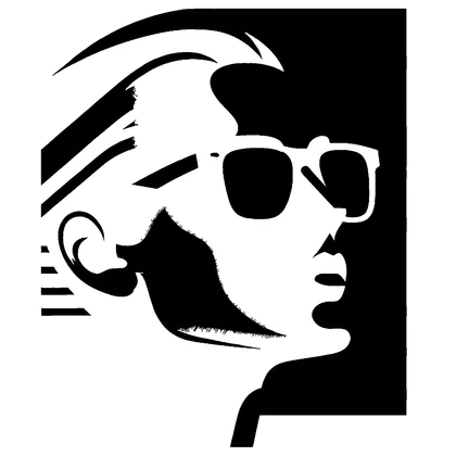 Retro 80s face with sunglasses — free printable stencil