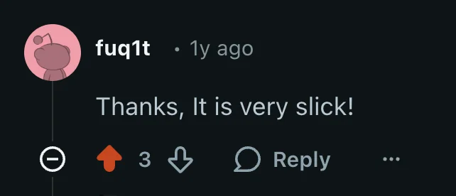 Reddit user fuq1t: Thanks, It is very slick!
